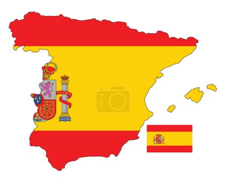 Ilustración de Mapa y bandera de España - Imagen libre de derechos