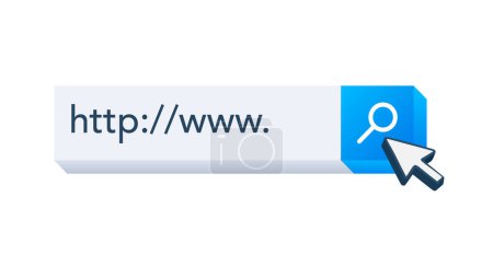 Suchtaste und klicken Sie auf, Suchleiste für Browser. Vektoraktiendarstellung.