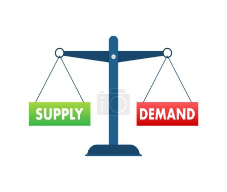 Ilustración de Balance de la demanda y la oferta en la escala. Concepto de negocio. Ilustración de stock vectorial - Imagen libre de derechos