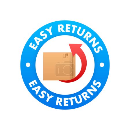 Ilustración de Easy Returns signo, etiqueta. Servicio de entrega. Ilustración de stock vectorial - Imagen libre de derechos