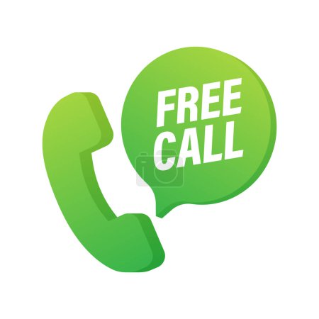 Free call. Information technology. Telephone icon. Customer service. Vector stock illustration