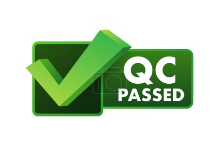 Illustration for QC passed, pass quality sign, label. Vector stock illustration. - Royalty Free Image
