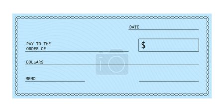 Blank Check. Financial Payment. Chequebook template. Vector stock illustration