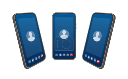 Illustration for Incoming video call on laptop. Laptop with incoming call, man profile picture and accept decline buttons. Vector stock illustration - Royalty Free Image