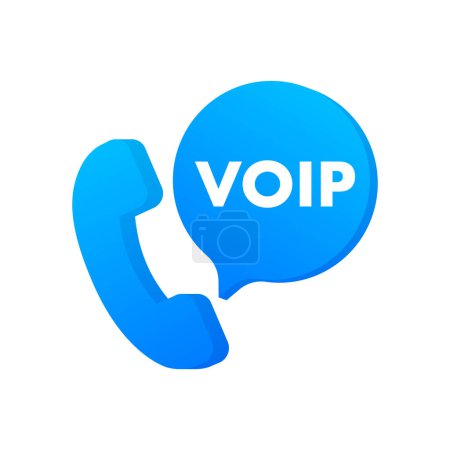 Téléchargez les illustrations : Technologie VoIP, voix sur IP. Bannière d'appel Internet. Illustration vectorielle - en licence libre de droit