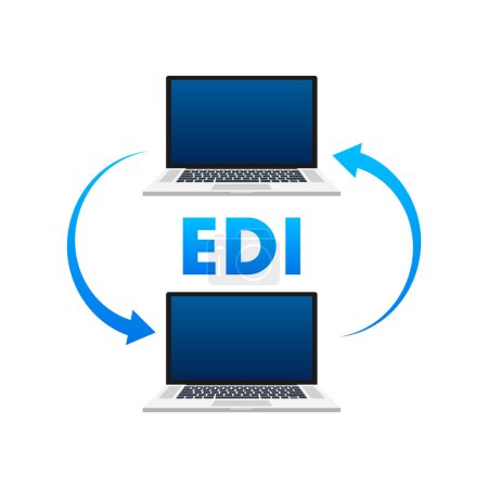 Illustration for EDI - Electronic Data Interchange sign, label. Data Interchange. EDI icon. Vector stock illustration - Royalty Free Image