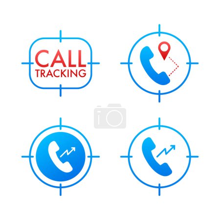 Ilustración de Call Tracking sign, label. Phone icon. Vector stock illustration. - Imagen libre de derechos