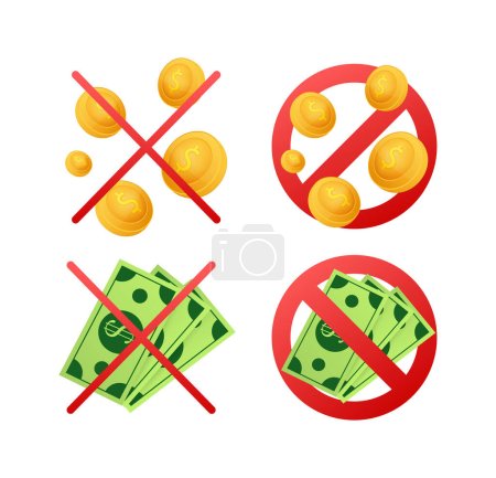 Free of charge icon, No Cash. Vector stock illustration