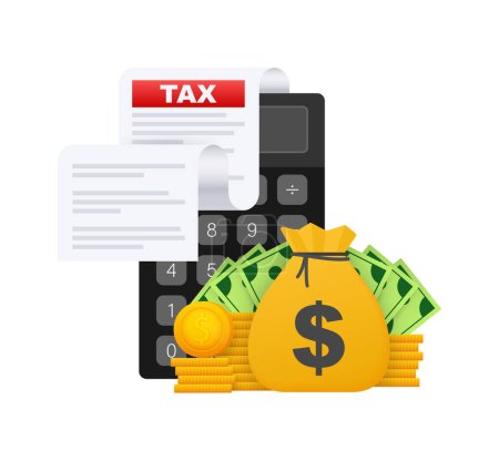 Document fiscal dans un style plat. Illustration vectorielle plate. Paiement d'impôts en ligne.