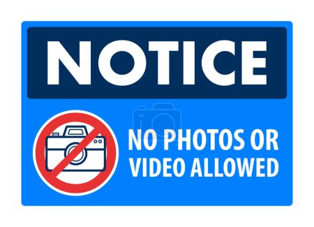 Illustration for Notice No photos or video allowed sign. Photo camera forbidden - Royalty Free Image