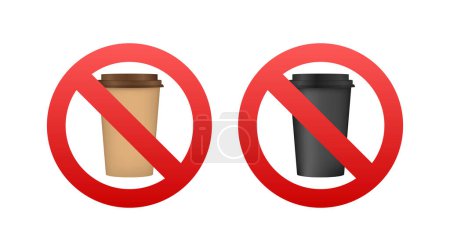Téléchargez les illustrations : Pas de signe de café. Pas de caféine avant le coucher. Pas d'icône à emporter - en licence libre de droit