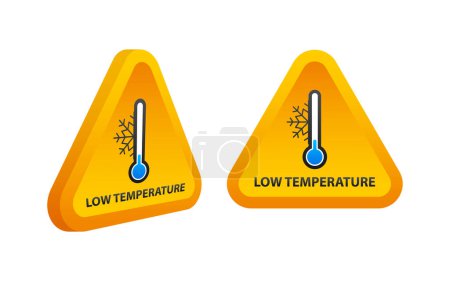 Téléchargez les illustrations : Low temperature warning sign. Ice cold symbol. Subzero thermometer. - en licence libre de droit