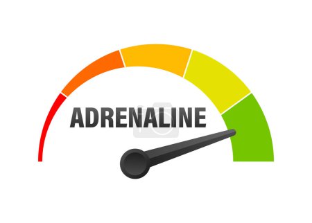 Illustration for Adrenaline Level Meter, measuring scale. Adrenaline speedometer, indicator Vector illustration - Royalty Free Image