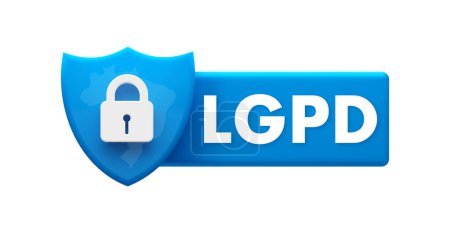 Illustration for LGPD Compliance Shield Icon - General Data Protection Law Secure Emblem Vector illustration - Royalty Free Image