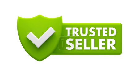 Ilustración de Insignia de vendedor de confianza - Marca de verificación verde para el icono de proveedores verificados y confiables. - Imagen libre de derechos