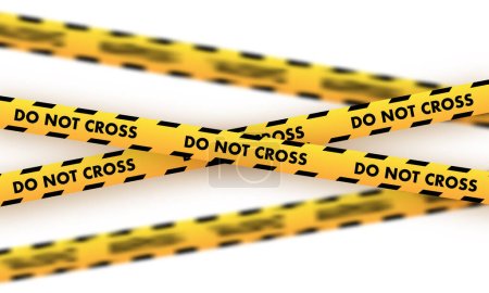 Ilustración de Ilustración de vectores de cinta de precaución que muestra múltiples tiras de advertencia NO CRUZ, ideales para temas de seguridad, escena del crimen y área restringida - Imagen libre de derechos
