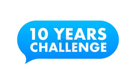 Blue Speech Bubble mit 10 Jahren Challenge Text für Social Media Kampagnen und Meilensteine.