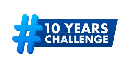 Zeitgenössisches Hashtag 10 Jahre Challenge Banner in Blau für Online-Meilensteinfeiern.
