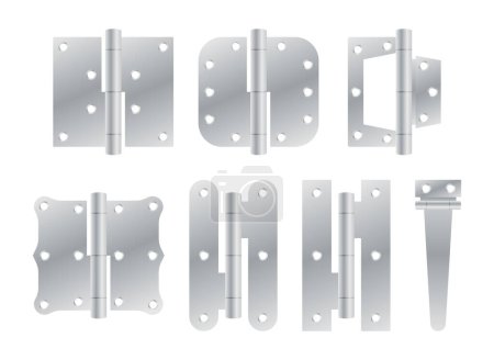 Section of steel door hinges. Classic And Industrial Ironmongery. Metallic equipment for attached