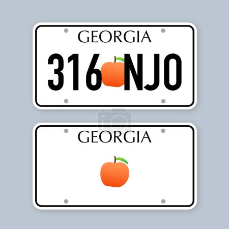 License plate of Georgia. Car number plate. Vector stock illustration.