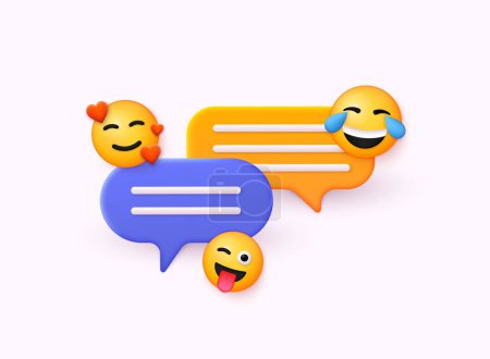 Ilustración de Símbolo de burbujas de voz para chat en redes sociales icono aislado en segundo plano. Caja de chat, caja de mensajes. Ilustraciones de vectores web 3D. - Imagen libre de derechos