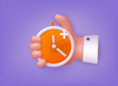 Illustration for Time management concept. Time organization efficiency. Schedule job project team. Characters planning project tasks, managing schedule and work time. 3D Web Vector Illustrations. - Royalty Free Image