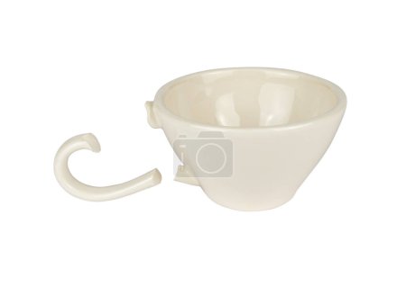 Photo for White porcelain cup with broken holder on white background - Royalty Free Image
