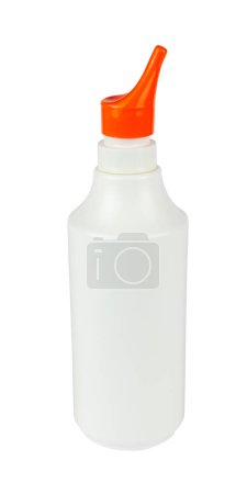 Photo for Medical container with an orange spray cover isolated from background - Royalty Free Image