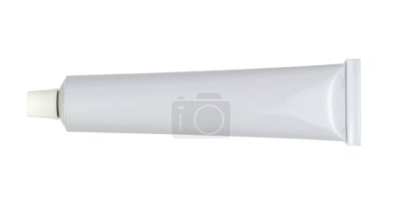 Photo for White medical or cosmetic cream tube mockup isolated from background - top view - Royalty Free Image