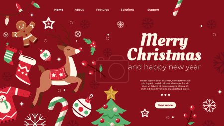 Illustration for Hand drawn christmas landing page template vector design illustration - Royalty Free Image
