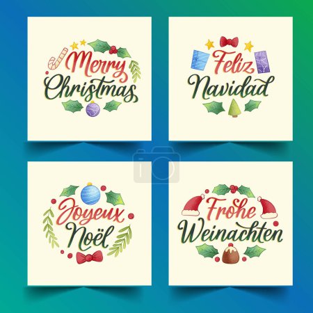 Illustration for Hand drawn christmas wishes lettering collection vector design illustration - Royalty Free Image