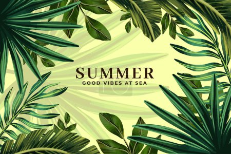 hand painted watercolor tropical leaves background vector design illustration