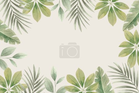 Photo pour Aquarelle feuilles tropicales fond vectoriel dessin illustration - image libre de droit