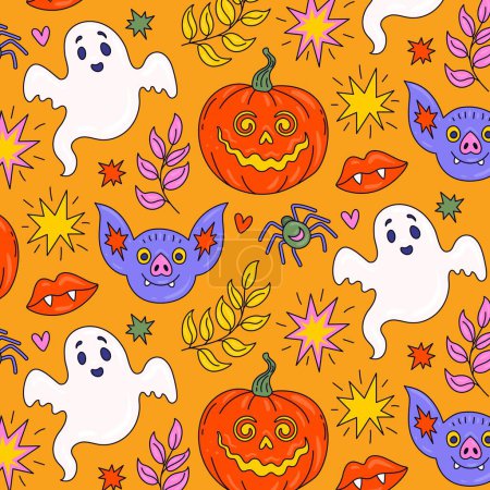 Illustration for Hand drawn pattern halloween season design vector illustration - Royalty Free Image