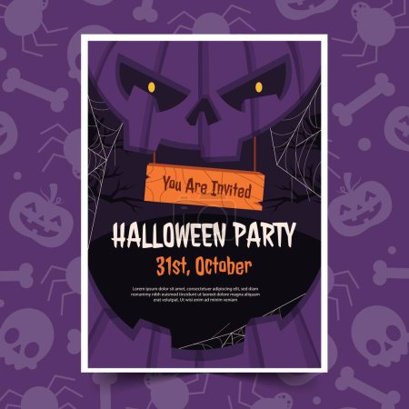 Illustration for Flat invitation template halloween season design vector illustration - Royalty Free Image