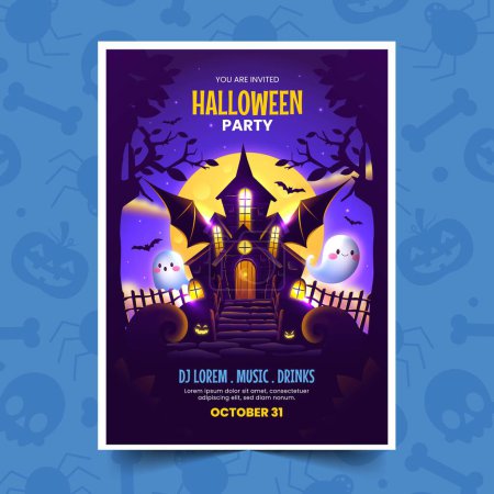 Ilustración de Plantilla de invitación de gradiente halloween temporada diseño vector ilustración - Imagen libre de derechos