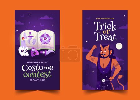 Téléchargez les illustrations : Gradient bannières collection Halloween saison conception illustration vectorielle - en licence libre de droit