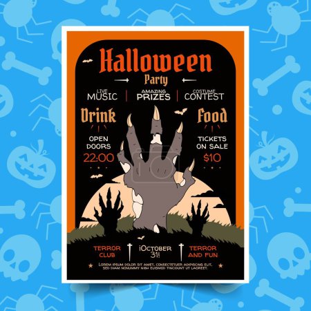 Illustration for Hand drawn vertical poster template halloween season design vector illustration - Royalty Free Image