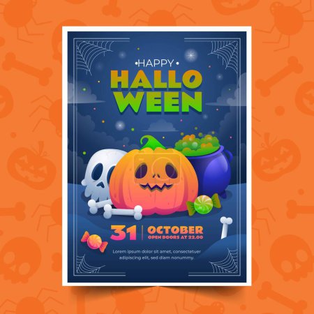 Ilustración de Plantilla de póster vertical degradado halloween temporada diseño vector ilustración - Imagen libre de derechos
