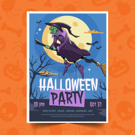 Illustration for Hand drawn vertical poster template halloween season design vector illustration - Royalty Free Image