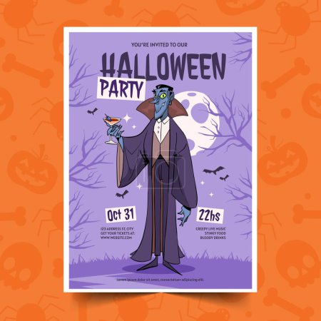 Illustration for Hand drawn invitation template halloween season design vector illustration - Royalty Free Image