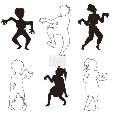 Illustration for Hand drawn silhouettes halloween season design vector illustration - Royalty Free Image