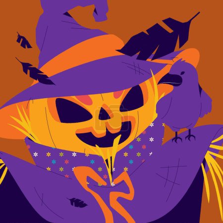 Téléchargez les illustrations : Illustration vectorielle de conception de saison plate halloween - en licence libre de droit
