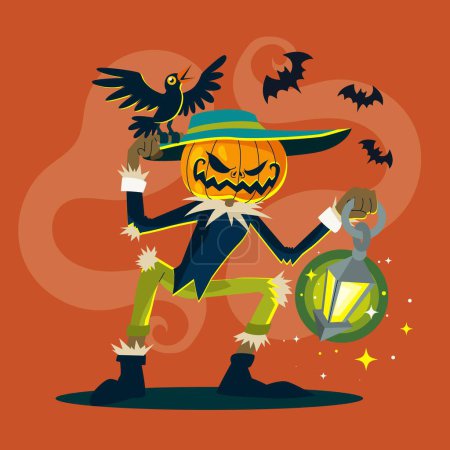 Ilustración de Colección de personajes planos halloween temporada diseño vector ilustración - Imagen libre de derechos