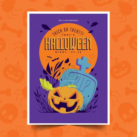 Illustration for Flat vertical poster template halloween season design vector illustration - Royalty Free Image