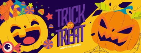 Illustration for Flat social media cover template halloween season design vector illustration - Royalty Free Image