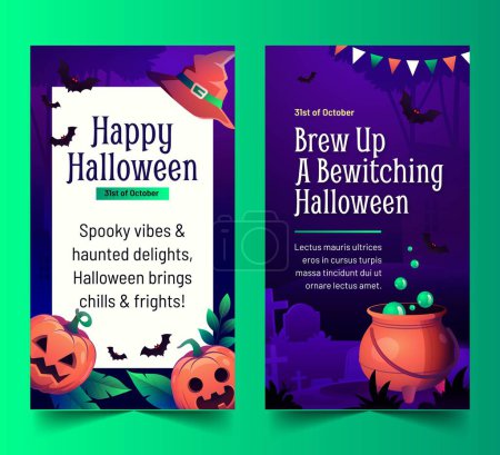 Téléchargez les illustrations : Gradient bannières collection Halloween saison conception illustration vectorielle - en licence libre de droit