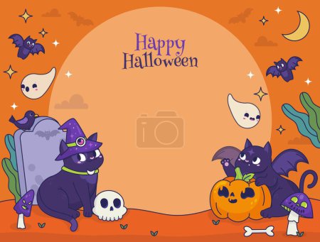 Illustration for Hand drawn photocall template halloween season design vector illustration - Royalty Free Image