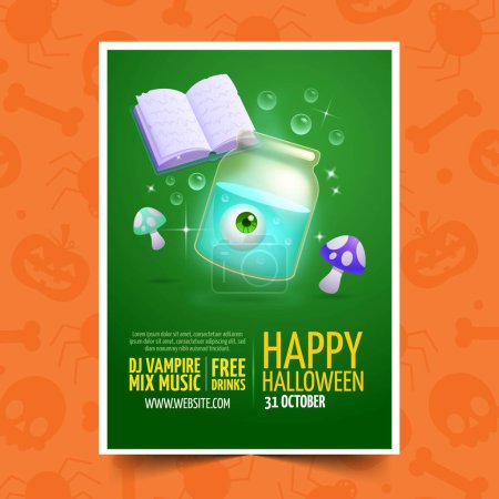 Illustration for Realistic vertical poster template halloween season design vector illustration - Royalty Free Image