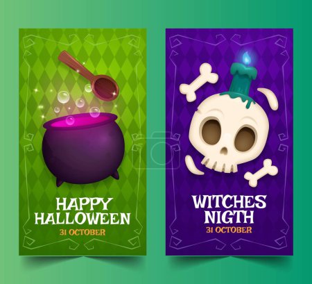Illustration for Realistic banners collection halloween season design vector illustration - Royalty Free Image